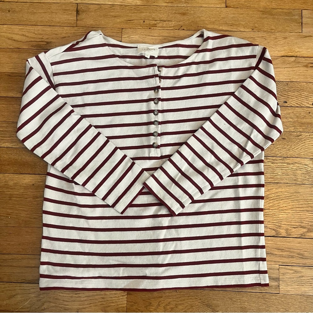 Sezane Gatsby MARINIÈRE shirt in Red/Ecru